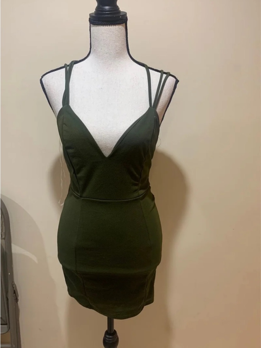 Charlotte Russe Olive Green Double-Strap Mini Dress